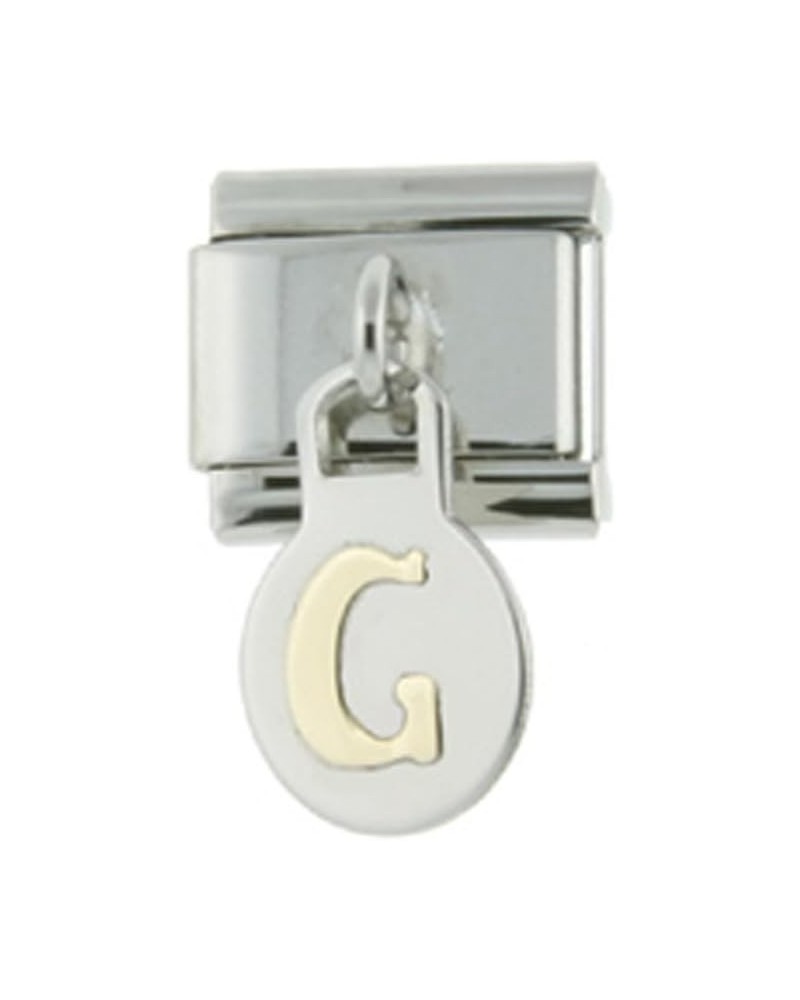 Stainless Steel 18k Gold Hanging Italian Charm Initial Letters A To Z for Italian Charm Bracelets Initial G $10.06 Bracelets