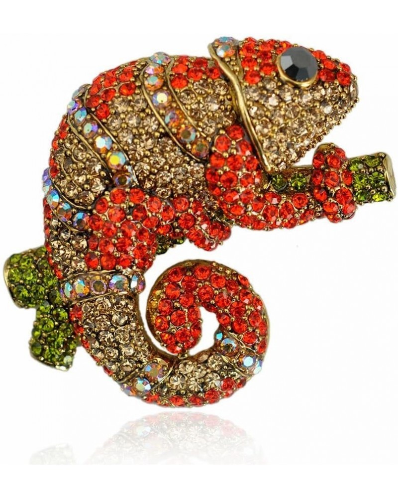 TTjewelry Vintage Chameleon Animal Brooch Pin Multi-Color Rhinestone Crystal Gold Tone $9.63 Brooches & Pins