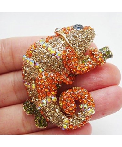 TTjewelry Vintage Chameleon Animal Brooch Pin Multi-Color Rhinestone Crystal Gold Tone $9.63 Brooches & Pins