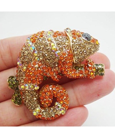 TTjewelry Vintage Chameleon Animal Brooch Pin Multi-Color Rhinestone Crystal Gold Tone $9.63 Brooches & Pins