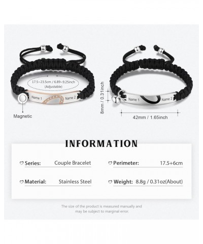 Personalized Couple Bracelets Matching Bracelets for Couples Engraving Name Braided Rope Wrist Couples Bracelets for Him and ...