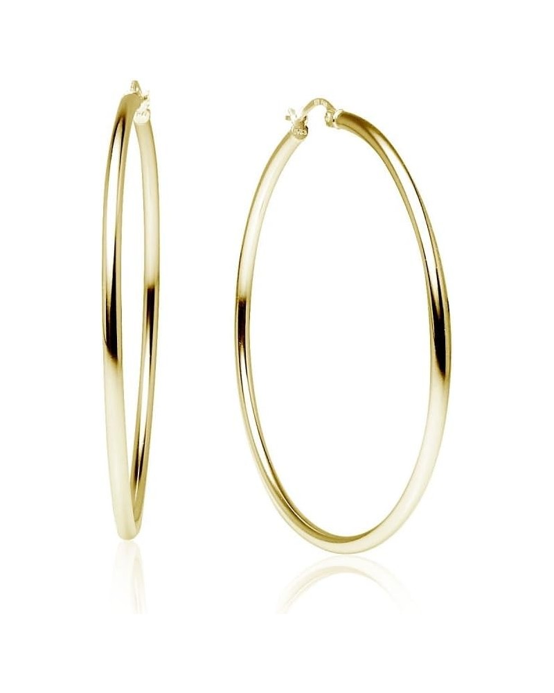 Gold Hoop Earrings for Women Girls - Flashed Sterling Silver High Shiny Round Click-Top Hoop Earrings - Tarnish Free - Nickle...