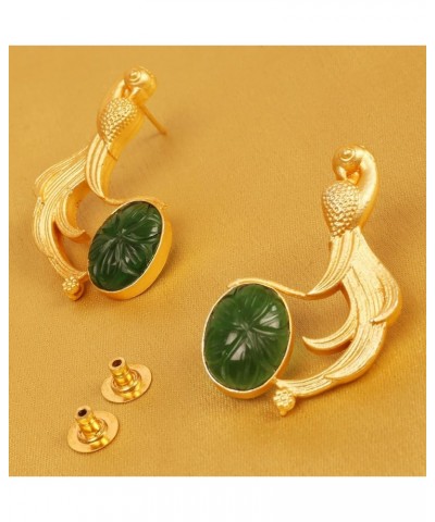 Indian Bollywood Artistic large stud designer Earrings jewelry in Gold or Silver Tone For Women. DJ98 Green $11.59 Earrings