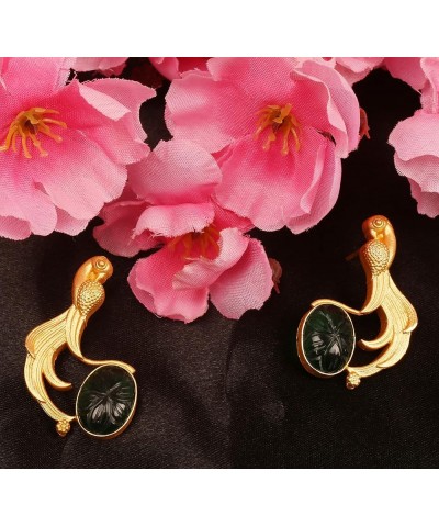 Indian Bollywood Artistic large stud designer Earrings jewelry in Gold or Silver Tone For Women. DJ98 Green $11.59 Earrings