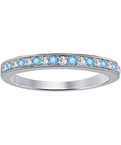 Round Cut Gemstone Over Sterling Silver Wedding Band Ring For Women's created-blue topaz & white diamond $24.15 Bracelets