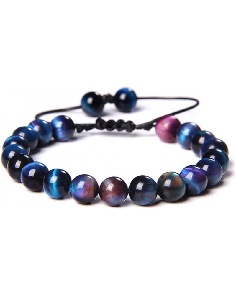 Natural 8mm Gorgeous Semi-Precious Gemstones Round Beads Stretch Bracelet 7 Inch Unisex Rainbow Tiger Eye Adjustable $8.95 Br...