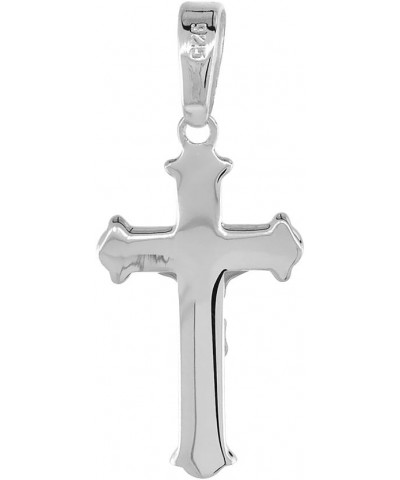 7/8 inch Sterling Silver Small Crucifix Necklace for Women and Men Solid Back Flawless High Polished Finish 0.8mm Box_Chain 1...