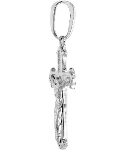 7/8 inch Sterling Silver Small Crucifix Necklace for Women and Men Solid Back Flawless High Polished Finish 0.8mm Box_Chain 1...