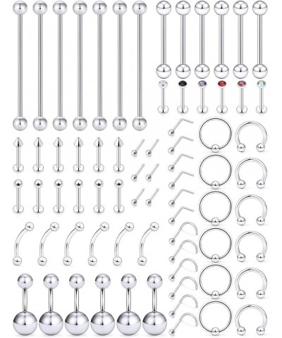 14G-20G Body Jewelry Piercing Lot Stainless Steel Nose Horseshoe Lip Tongue Eyebrow Septum Ring Cartilage Tragus Earrings Nav...