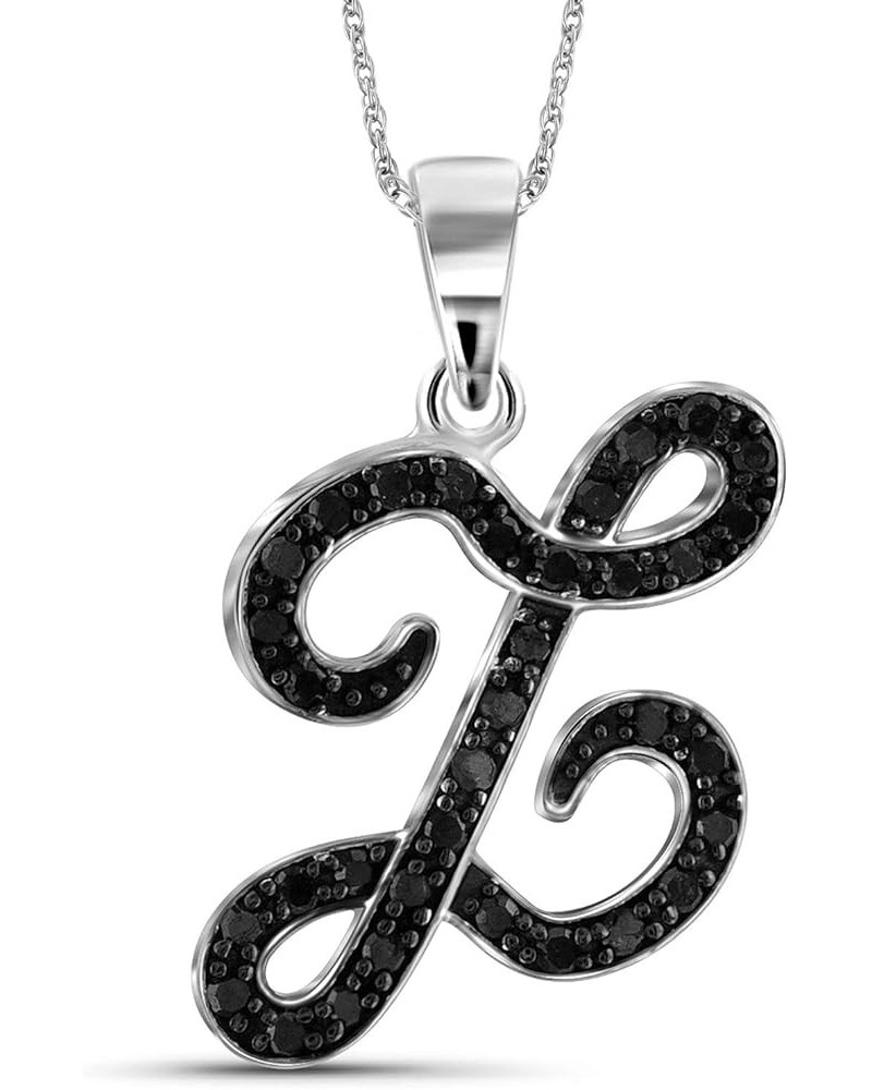 1/4 Carat Black Diamond Initial Letter Pendant Necklace for Women | .925 Sterling Silver A to Z Alphabet Monogram Necklaces f...