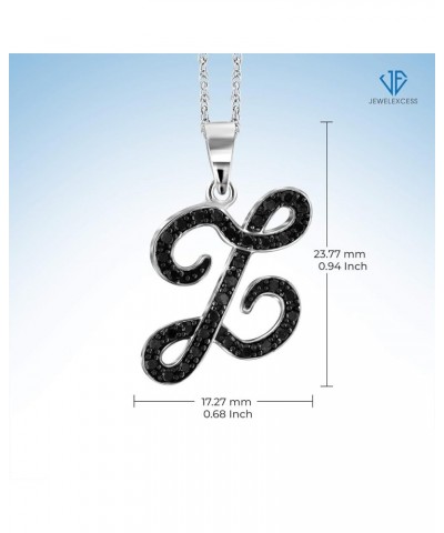 1/4 Carat Black Diamond Initial Letter Pendant Necklace for Women | .925 Sterling Silver A to Z Alphabet Monogram Necklaces f...