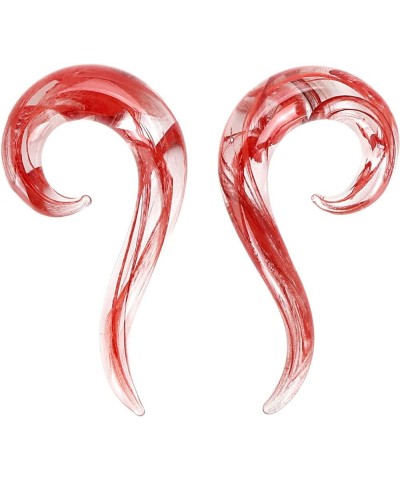 2 PC Glass Ear Tapers Plugs 8G-00G Seahorse Spiral Gauges Piercing Jewelry Set 00G(10mm) Red $8.63 Body Jewelry