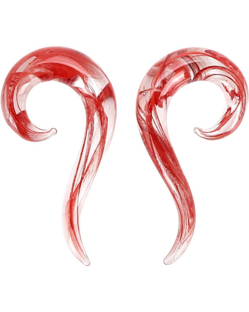 2 PC Glass Ear Tapers Plugs 8G-00G Seahorse Spiral Gauges Piercing Jewelry Set 00G(10mm) Red $8.63 Body Jewelry