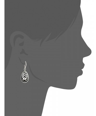 Jet Black and Leather Teardrop Drop Earrings $9.50 Earrings