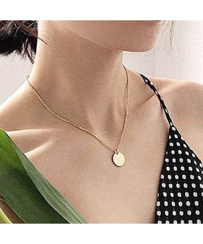 Bohemia Double Gold Layered Chain Necklace Dainty Disc Round Sequin Coin Necklace for Women Simple Choker Jewelry Gift K:Coin...