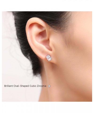 Simulated Diamond Stud Earrings for Women Hypoallergenic Sterling Silver CZ Stud Earring Set | Friction Butterfly Backs 4 Pai...