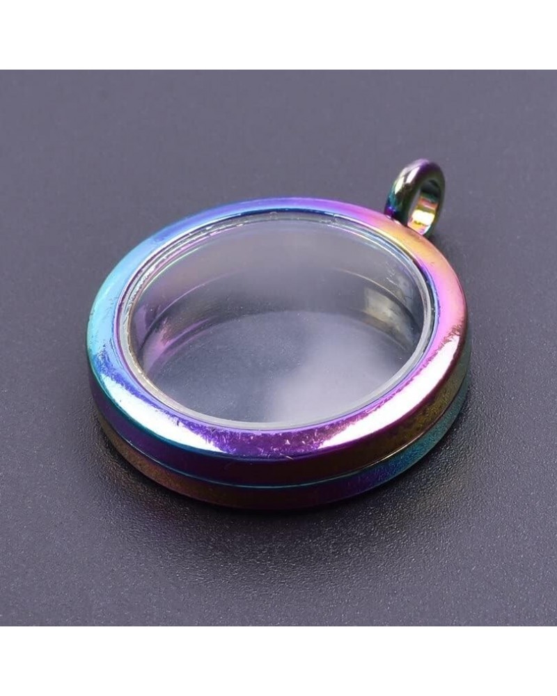 1PC 40/35/30/25mm Silver Gold Rose Black Rainbow Color Twist Screw Plain Glass Floating Locket Alloy Living Memory Locket - (...