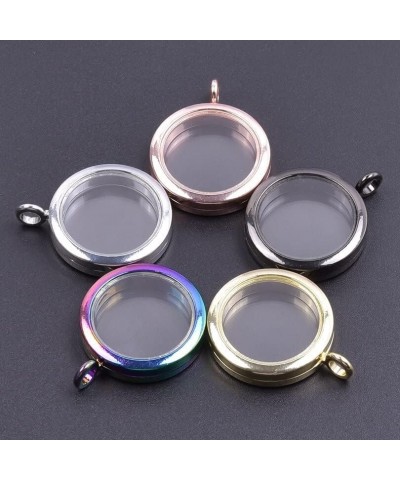 1PC 40/35/30/25mm Silver Gold Rose Black Rainbow Color Twist Screw Plain Glass Floating Locket Alloy Living Memory Locket - (...