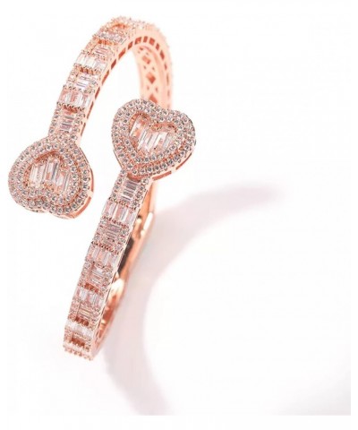 cz iced out diamond bracelet bangle 7inch 8inch bling baguette gold bracelet women jewelry rose gold heart bracelet $30.37 Br...