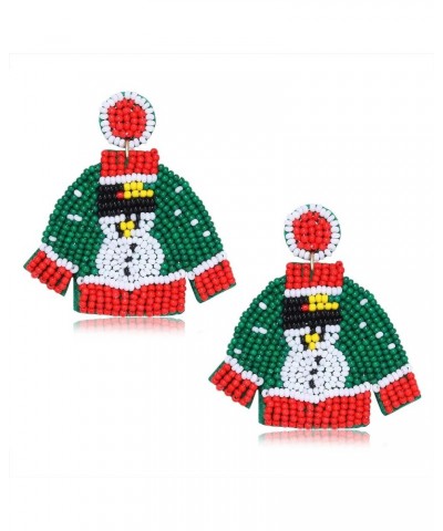 Christmas Beaded Earrings for Women Holiday Penguins Ugly Sweater Snowman Xmas Jingle Bell Beaded Dangle Earrings Statement E...