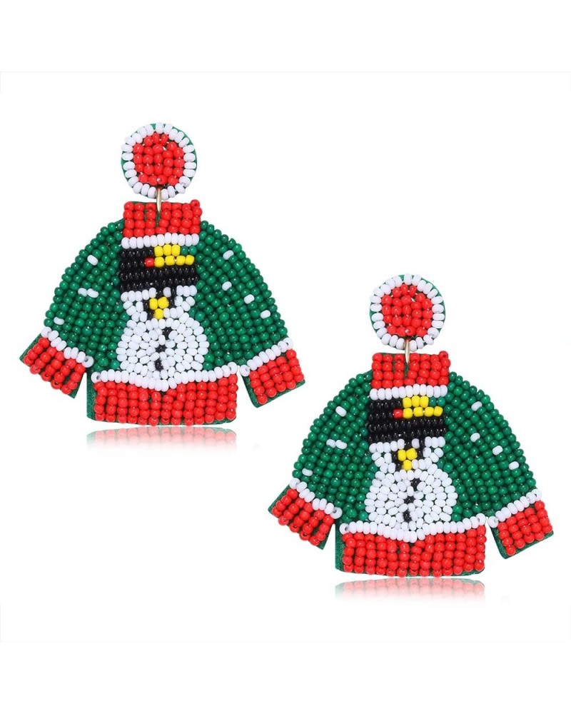 Christmas Beaded Earrings for Women Holiday Penguins Ugly Sweater Snowman Xmas Jingle Bell Beaded Dangle Earrings Statement E...