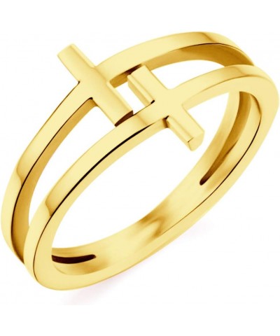 Women Stainless Steel Christian Cross Religious Promise Ring Love Hope Faith Gold $6.88 Rings