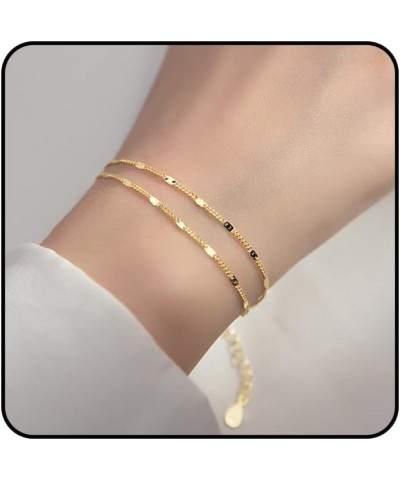 14k Gold Bracelets for Women Simple Layered Bracelet Adjustable Silver Tennis Bracelets for Women Trendy Style1-gold $7.41 Br...