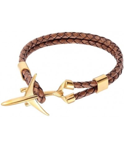 Ramaix Airplane Anchor Bracelet Genuine Multilayer Leather Rope Charm Pilot Jewelry Flight Attendants Fashion Aviator Style f...