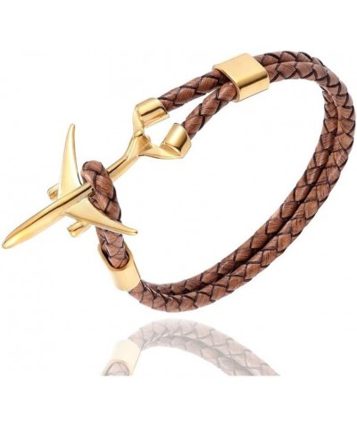 Ramaix Airplane Anchor Bracelet Genuine Multilayer Leather Rope Charm Pilot Jewelry Flight Attendants Fashion Aviator Style f...