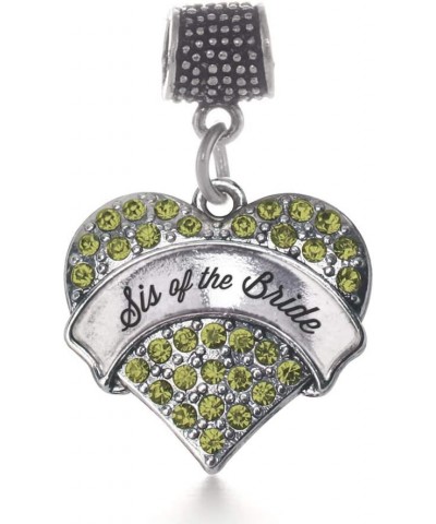 Silver Pave Heart Charm for Bracelet with Cubic Zirconia Jewelry Green Sis of the Bride $10.99 Bracelets