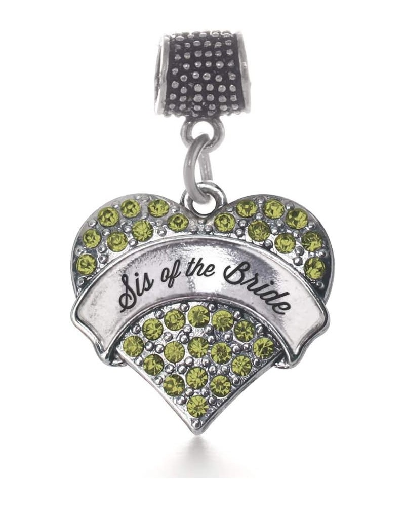 Silver Pave Heart Charm for Bracelet with Cubic Zirconia Jewelry Green Sis of the Bride $10.99 Bracelets