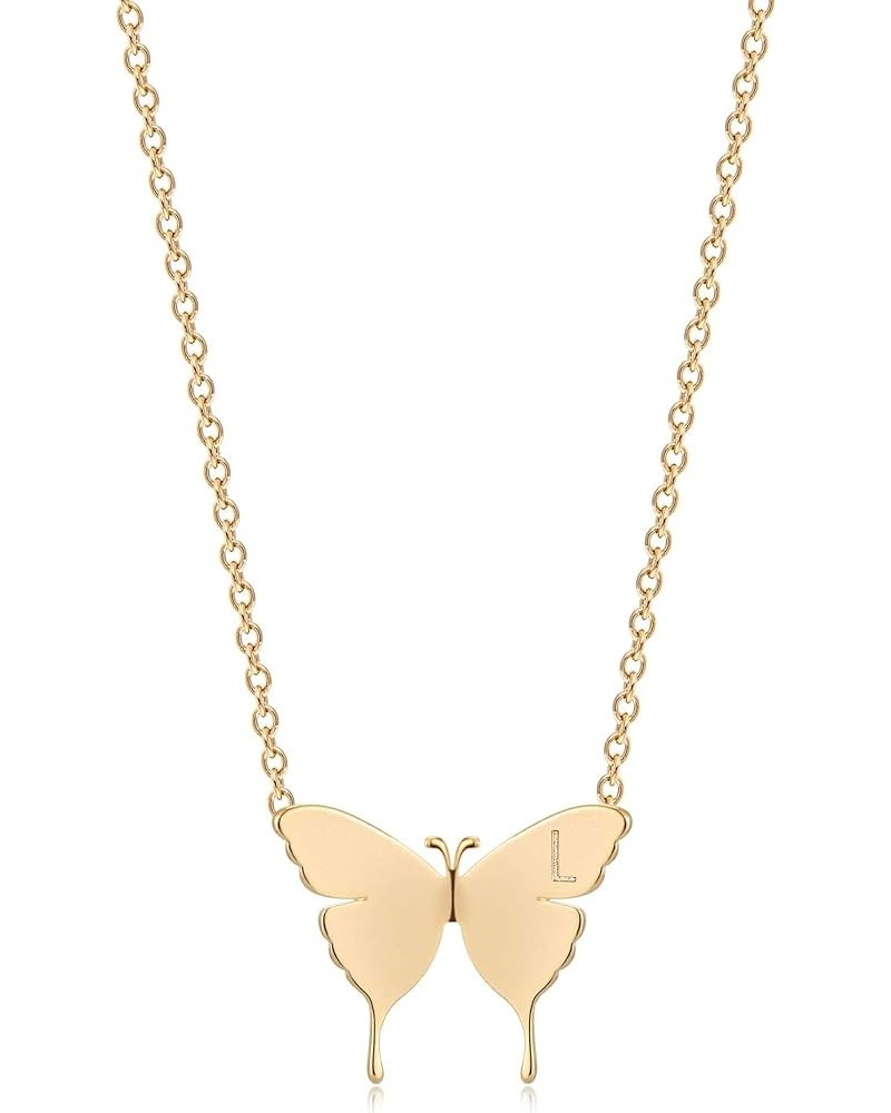 Gold Dainty Initial Necklace 18K Gold Plated Butterfly Pendant Name Necklaces Delicate Everyday Necklace for Women Minimalist...