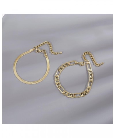 Gold Chain Bracelets Set for Women 14K Real Gold Plated Link Chain Trendy Stackable Bracelets for Women Gold - 2 Piece Set $1...