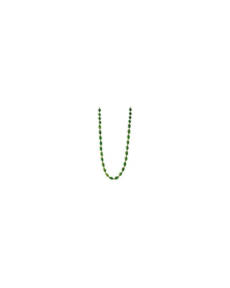 Zoya Gems & Jewellery 7-9MM Green Jade and Gold Necklace/Green Nephrite Jade Oval Beaded Necklace For Girls And Women $12.80 ...