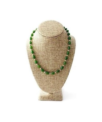 Zoya Gems & Jewellery 7-9MM Green Jade and Gold Necklace/Green Nephrite Jade Oval Beaded Necklace For Girls And Women $12.80 ...