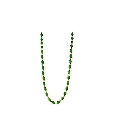 Zoya Gems & Jewellery 7-9MM Green Jade and Gold Necklace/Green Nephrite Jade Oval Beaded Necklace For Girls And Women $12.80 ...