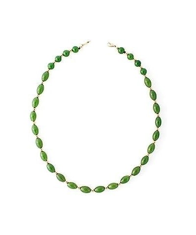 Zoya Gems & Jewellery 7-9MM Green Jade and Gold Necklace/Green Nephrite Jade Oval Beaded Necklace For Girls And Women $12.80 ...