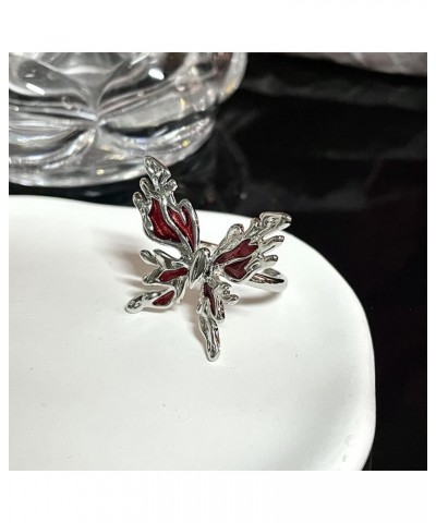 Red Butterfly Open Statement Ring for Women Girls Big Butterfly Wrap Finger Band Engagement Promise Rings Eternity Wedding Ri...