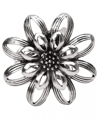 Vintage Women Girls Flower Shawl 3 Rings Buckle Scarf Clip Brooch Pins Jewelry Gift Festival Birthday Gift - Silver $3.90 Bro...