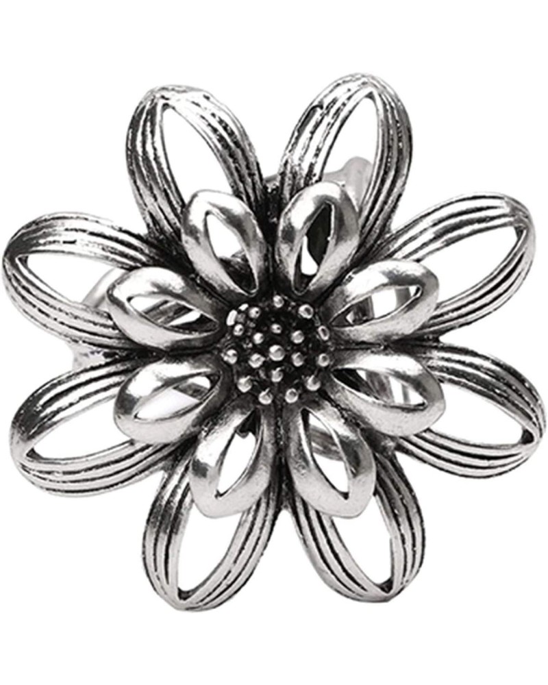 Vintage Women Girls Flower Shawl 3 Rings Buckle Scarf Clip Brooch Pins Jewelry Gift Festival Birthday Gift - Silver $3.90 Bro...