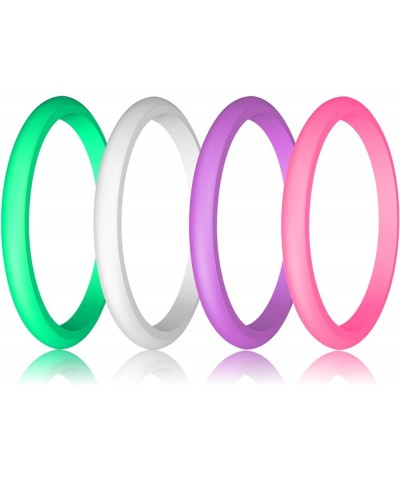 Silicone Wedding Ring for Women, Thin and Stackable Durable Rubber Safe Band for Love, Couple, Souvenir and Outdoor Active Ex...