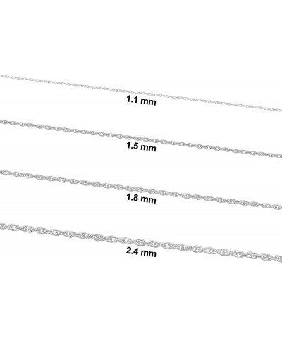 Sterling Silver or Yellow Gold and Sterling Silver Rope Chain Necklace For Women (1.1 mm, 1.5 mm, 1.8 mm or 2.4 mm - Sizes fr...