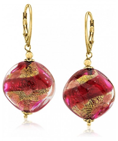 Italian Hot Pink Murano Glass Bead Drop Earrings in 18kt Gold Over Sterling $22.70 Earrings