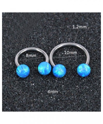 4PCS 16G Surgical Steel Opal Horseshoe & Captive Bead Nose Hoop Septum Earring Eyebrow Tongue Lip Nipple Helix Tragus Piercin...