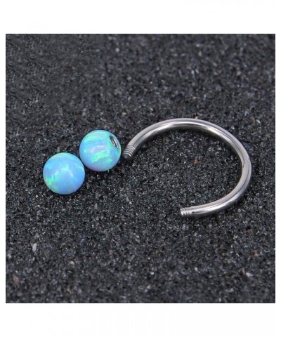 4PCS 16G Surgical Steel Opal Horseshoe & Captive Bead Nose Hoop Septum Earring Eyebrow Tongue Lip Nipple Helix Tragus Piercin...