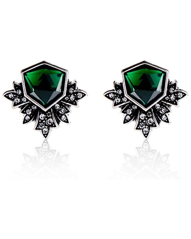 Women Rhinestone Green Stud Earrings $9.71 Earrings