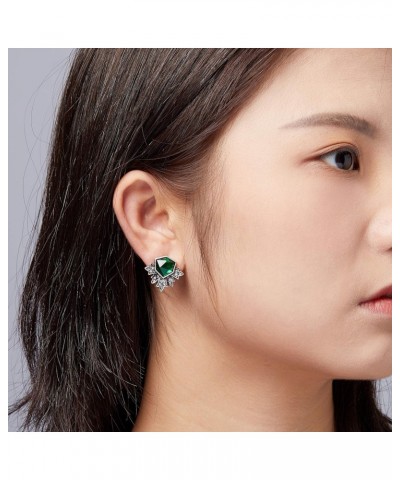 Women Rhinestone Green Stud Earrings $9.71 Earrings