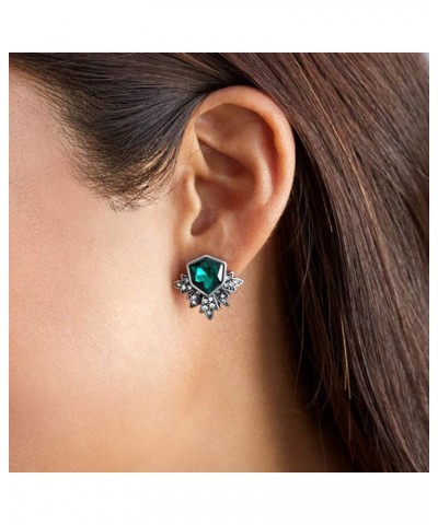 Women Rhinestone Green Stud Earrings $9.71 Earrings