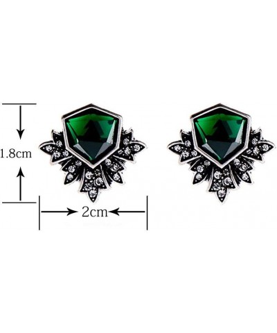 Women Rhinestone Green Stud Earrings $9.71 Earrings