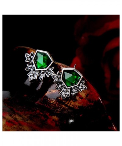 Women Rhinestone Green Stud Earrings $9.71 Earrings